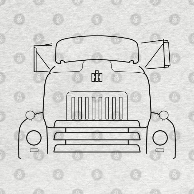 Vintage 1950s International Harvester COE truck black outline graphic by soitwouldseem